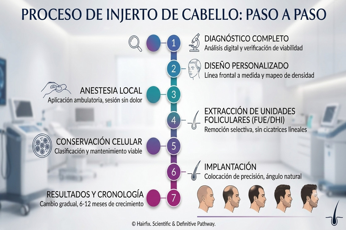Paso a paso proceso de injerto de cabello en Hairfix